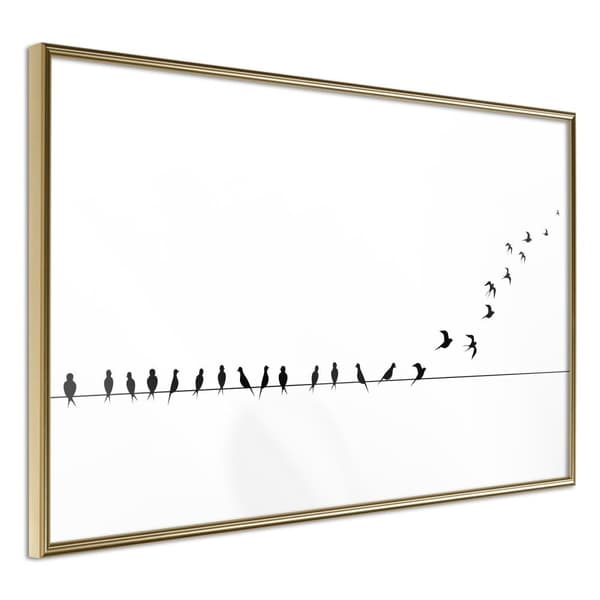 Inramad Poster / Tavla - Birds on a Wire