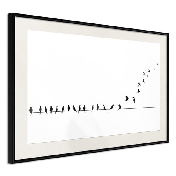 Inramad Poster / Tavla - Birds on a Wire