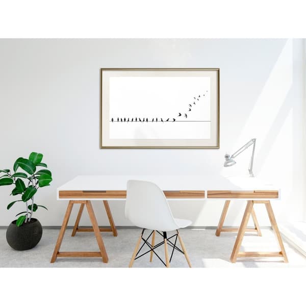 Inramad Poster / Tavla - Birds on a Wire