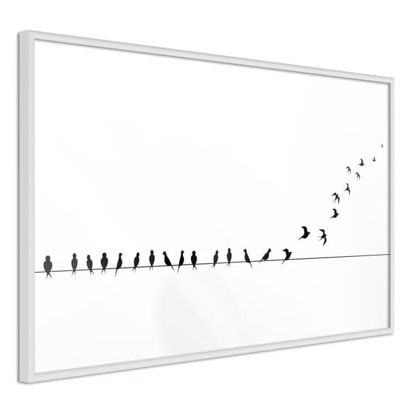 Inramad Poster / Tavla - Birds on a Wire