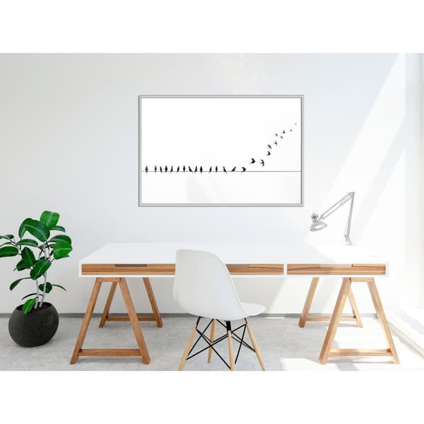 Inramad Poster / Tavla - Birds on a Wire