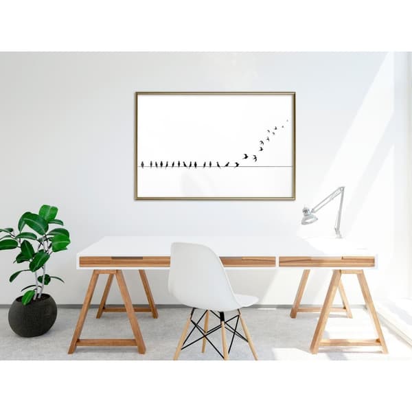 Inramad Poster / Tavla - Birds on a Wire