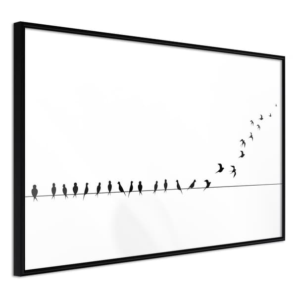 Inramad Poster / Tavla - Birds on a Wire