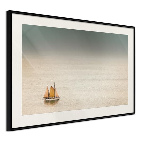 Inramad Poster / Tavla - Lonely Cruise Svart ram med passepartout 60x40