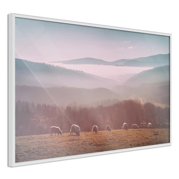 Inramad Poster / Tavla - Mountain Pasture Vit ram 60x40