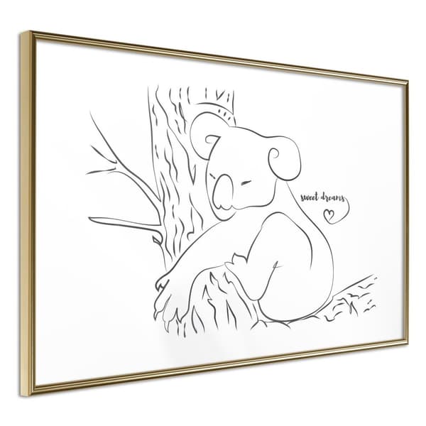 Inramad Poster / Tavla - Resting Koala Guldram 45x30