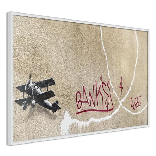 Inramad Poster / Tavla - Banksy: Love Plane Vit ram 30x20