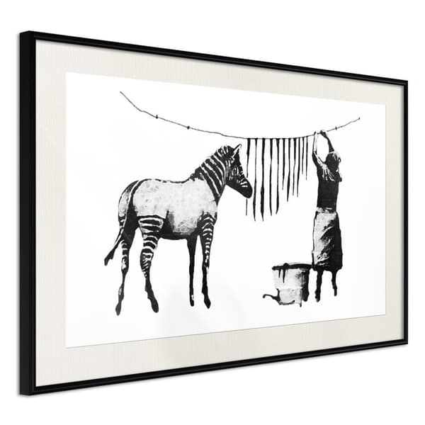 Inramad Poster / Tavla - Banksy: Washing Zebra Stripes