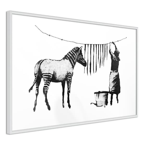 Inramad Poster / Tavla - Banksy: Washing Zebra Stripes