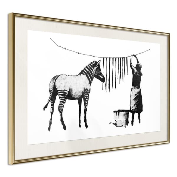 Inramad Poster / Tavla - Banksy: Washing Zebra Stripes