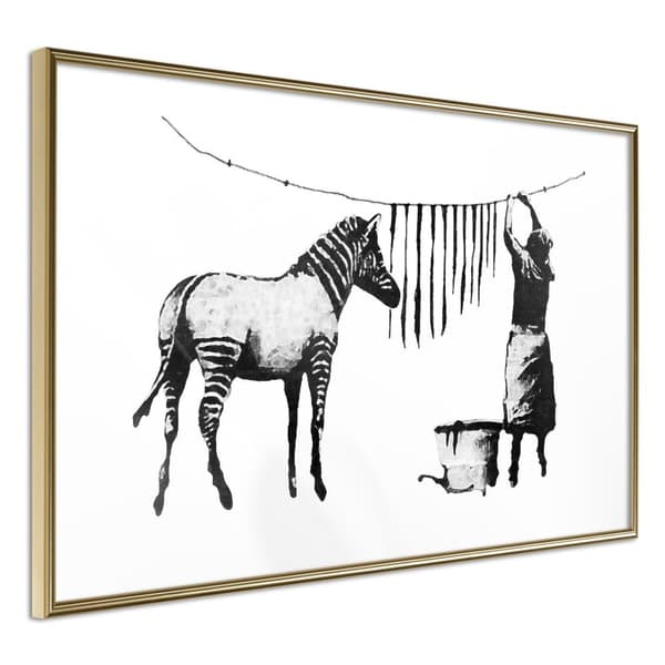 Inramad Poster / Tavla - Banksy: Washing Zebra Stripes