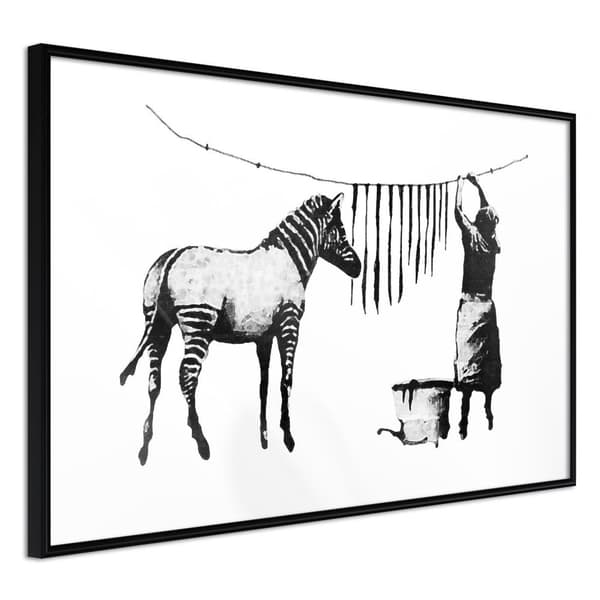 Inramad Poster / Tavla - Banksy: Washing Zebra Stripes