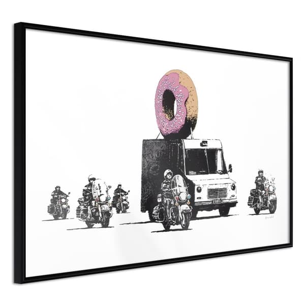 Inramad Poster / Tavla - Banksy: Donuts (Strawberry)