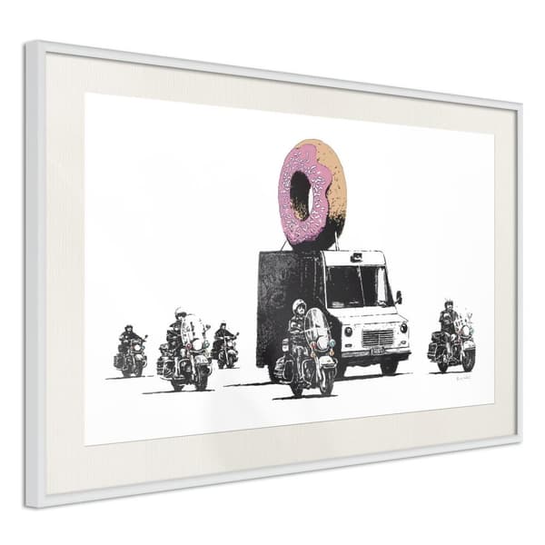 Inramad Poster / Tavla - Banksy: Donuts (Strawberry)