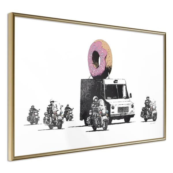Inramad Poster / Tavla - Banksy: Donuts (Strawberry)