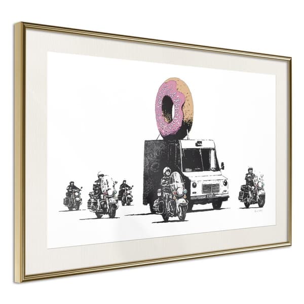 Inramad Poster / Tavla - Banksy: Donuts (Strawberry)