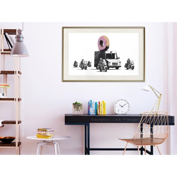 Inramad Poster / Tavla - Banksy: Donuts (Strawberry)