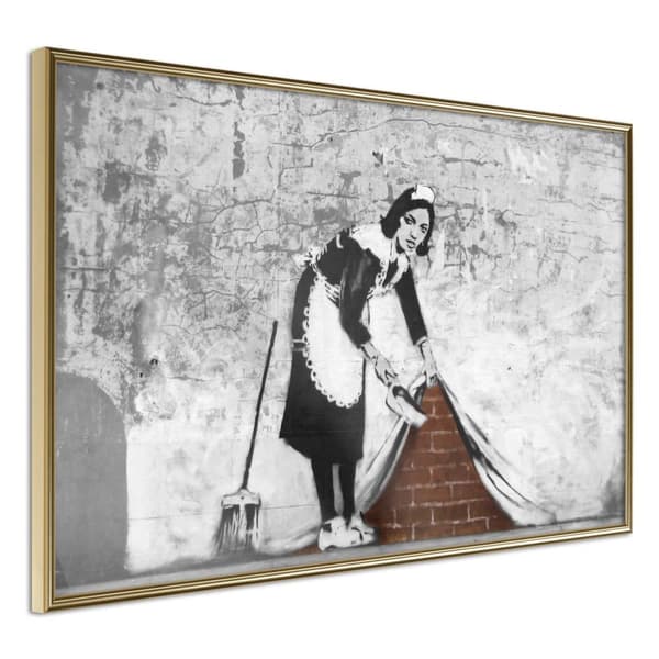 Inramad Poster / Tavla - Banksy: Sweep it Under the Carpet