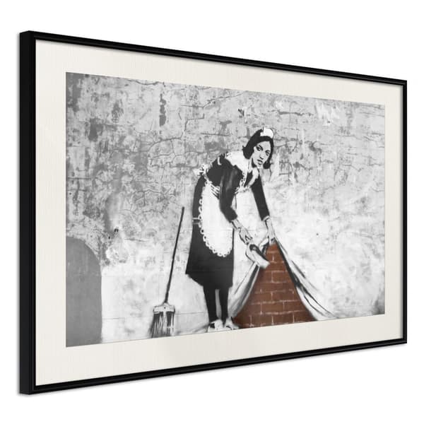 Inramad Poster / Tavla - Banksy: Sweep it Under the Carpet