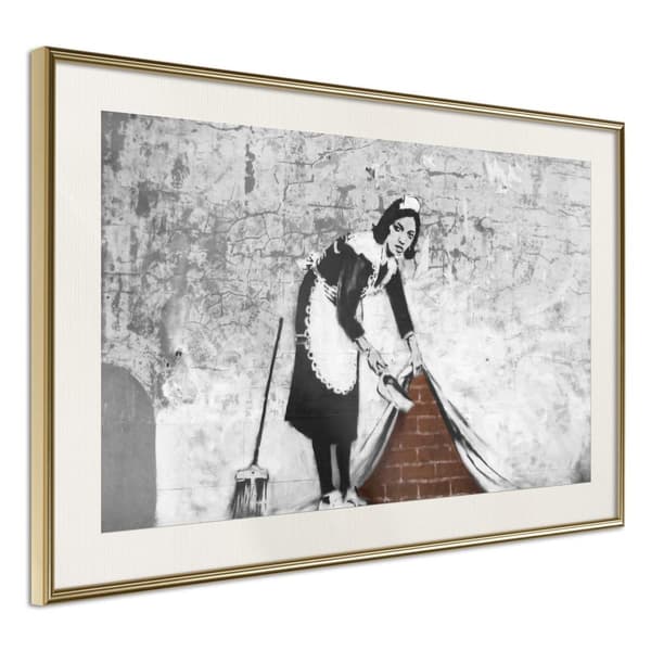 Inramad Poster / Tavla - Banksy: Sweep it Under the Carpet