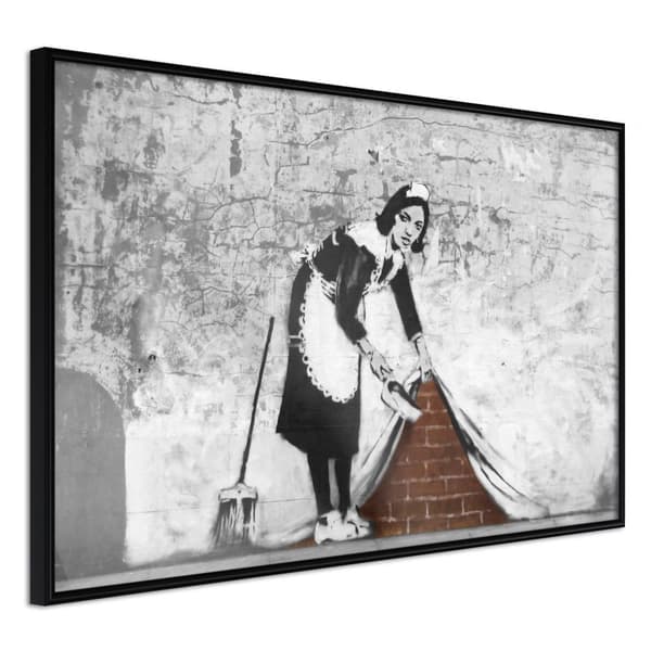 Inramad Poster / Tavla - Banksy: Sweep it Under the Carpet