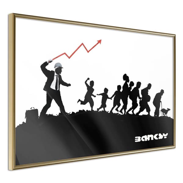 Inramad Poster / Tavla - Banksy: The Whip Guldram 60x40