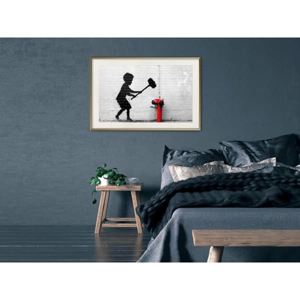 Inramad Poster / Tavla - Banksy: Hammer Boy