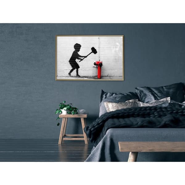 Inramad Poster / Tavla - Banksy: Hammer Boy