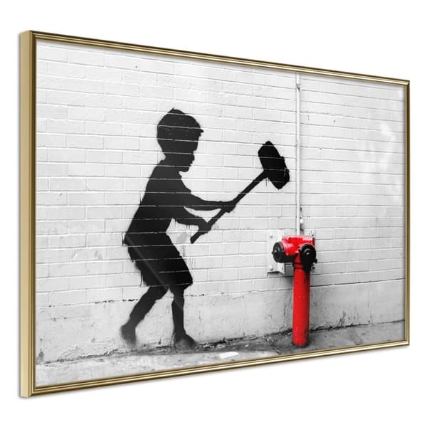 Inramad Poster / Tavla - Banksy: Hammer Boy