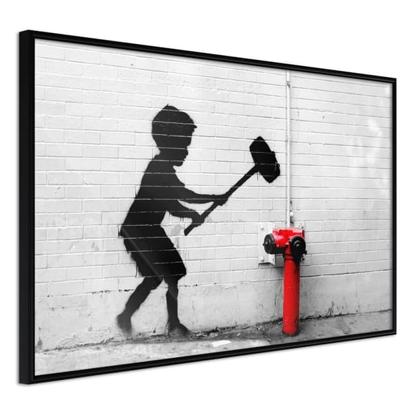 Inramad Poster / Tavla - Banksy: Hammer Boy
