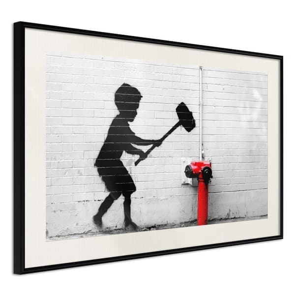 Inramad Poster / Tavla - Banksy: Hammer Boy