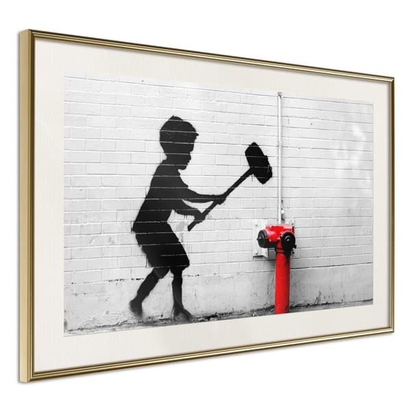 Inramad Poster / Tavla - Banksy: Hammer Boy