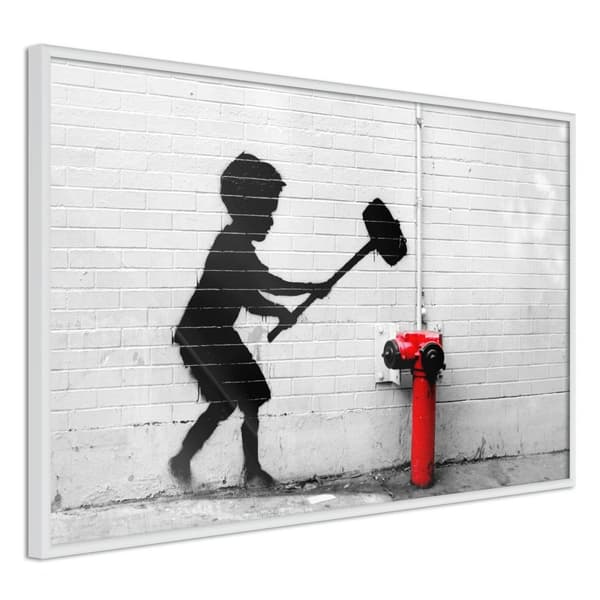 Inramad Poster / Tavla - Banksy: Hammer Boy