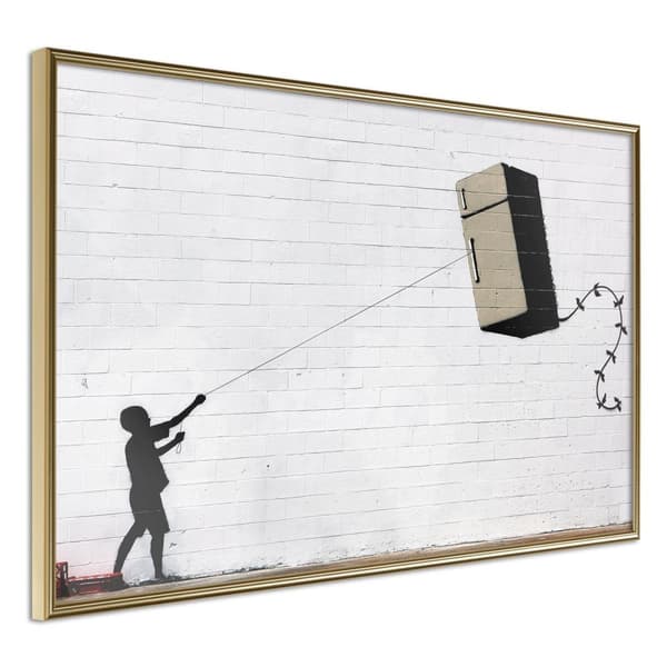 Inramad Poster / Tavla - Banksy: Fridge Kite