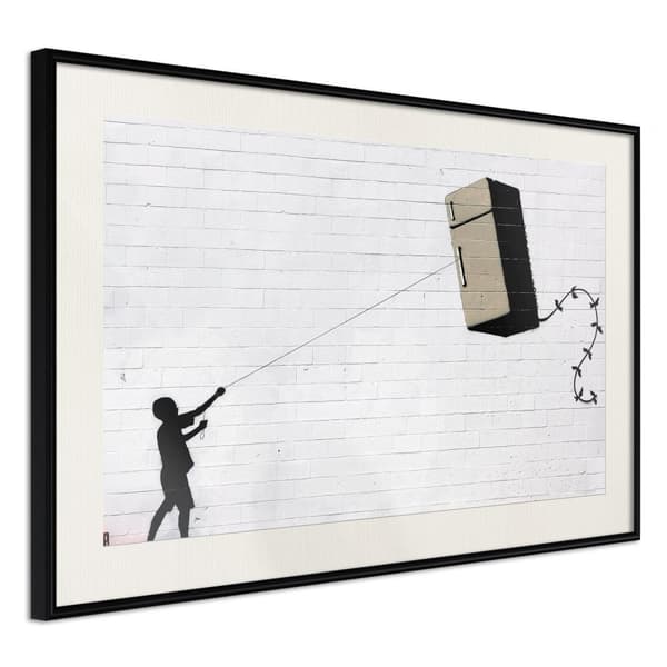 Inramad Poster / Tavla - Banksy: Fridge Kite