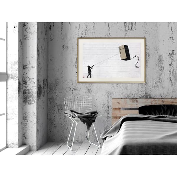 Inramad Poster / Tavla - Banksy: Fridge Kite