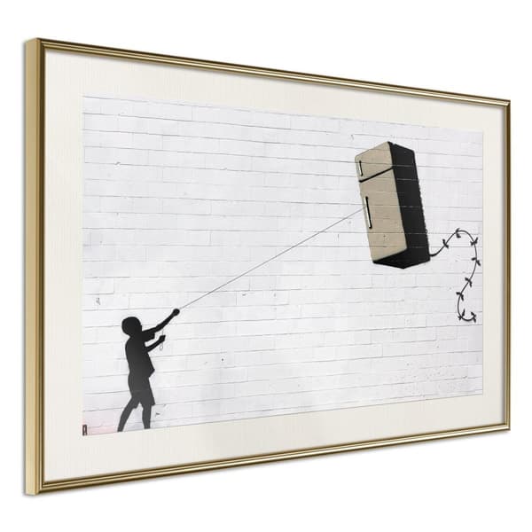 Inramad Poster / Tavla - Banksy: Fridge Kite