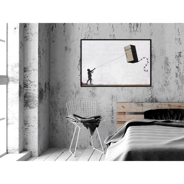 Inramad Poster / Tavla - Banksy: Fridge Kite
