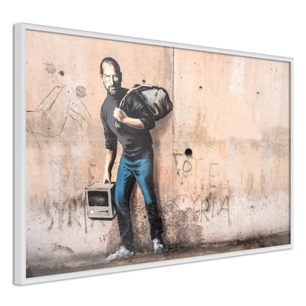Inramad Poster / Tavla - Banksy: The Son of a Migrant from Syria Vit ram 60x40