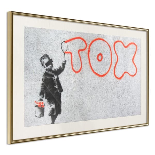 Inramad Poster / Tavla - Banksy: Tox Guldram med passepartout 90x60