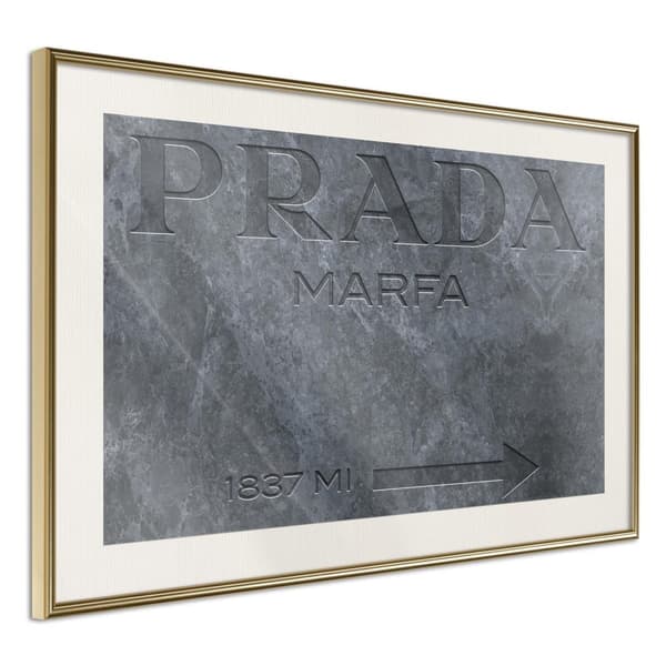 Inramad Poster / Tavla - Prada (Grey) Guldram med passepartout 45x30