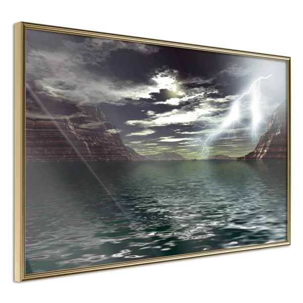 Inramad Poster / Tavla - Storm over the Canyon