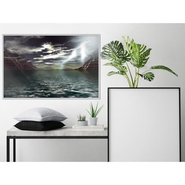 Inramad Poster / Tavla - Storm over the Canyon