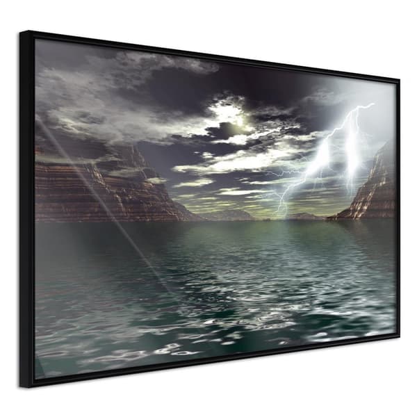 Inramad Poster / Tavla - Storm over the Canyon