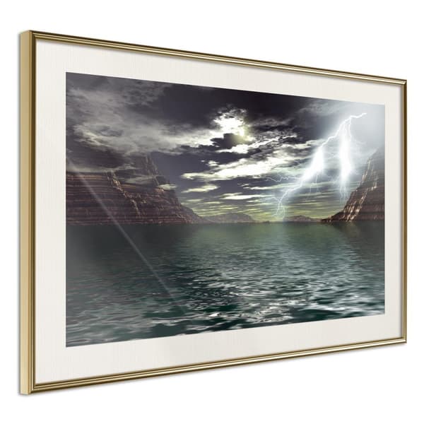 Inramad Poster / Tavla - Storm over the Canyon