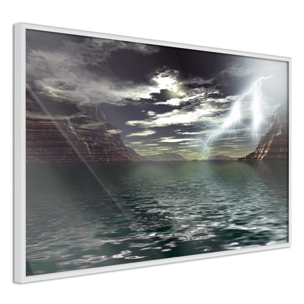 Inramad Poster / Tavla - Storm over the Canyon Vit ram 30x20