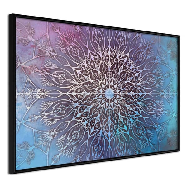 Inramad Poster / Tavla - Blue and Pink Mandala