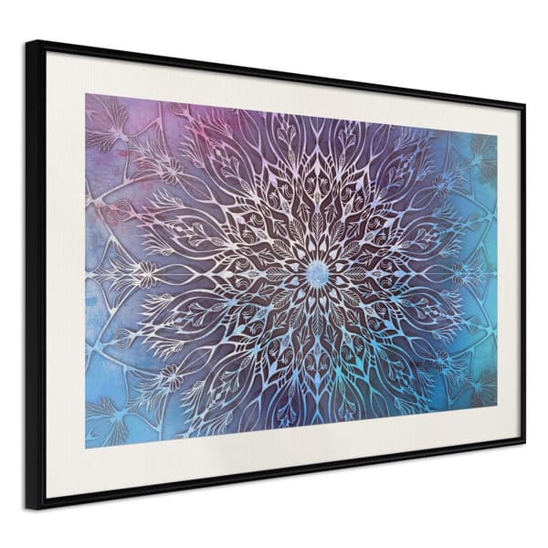 Inramad Poster / Tavla - Blue and Pink Mandala