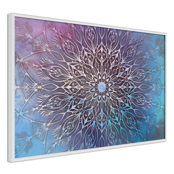 Inramad Poster / Tavla - Blue and Pink Mandala