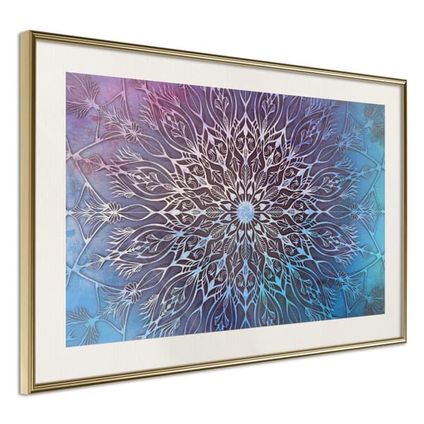 Inramad Poster / Tavla - Blue and Pink Mandala